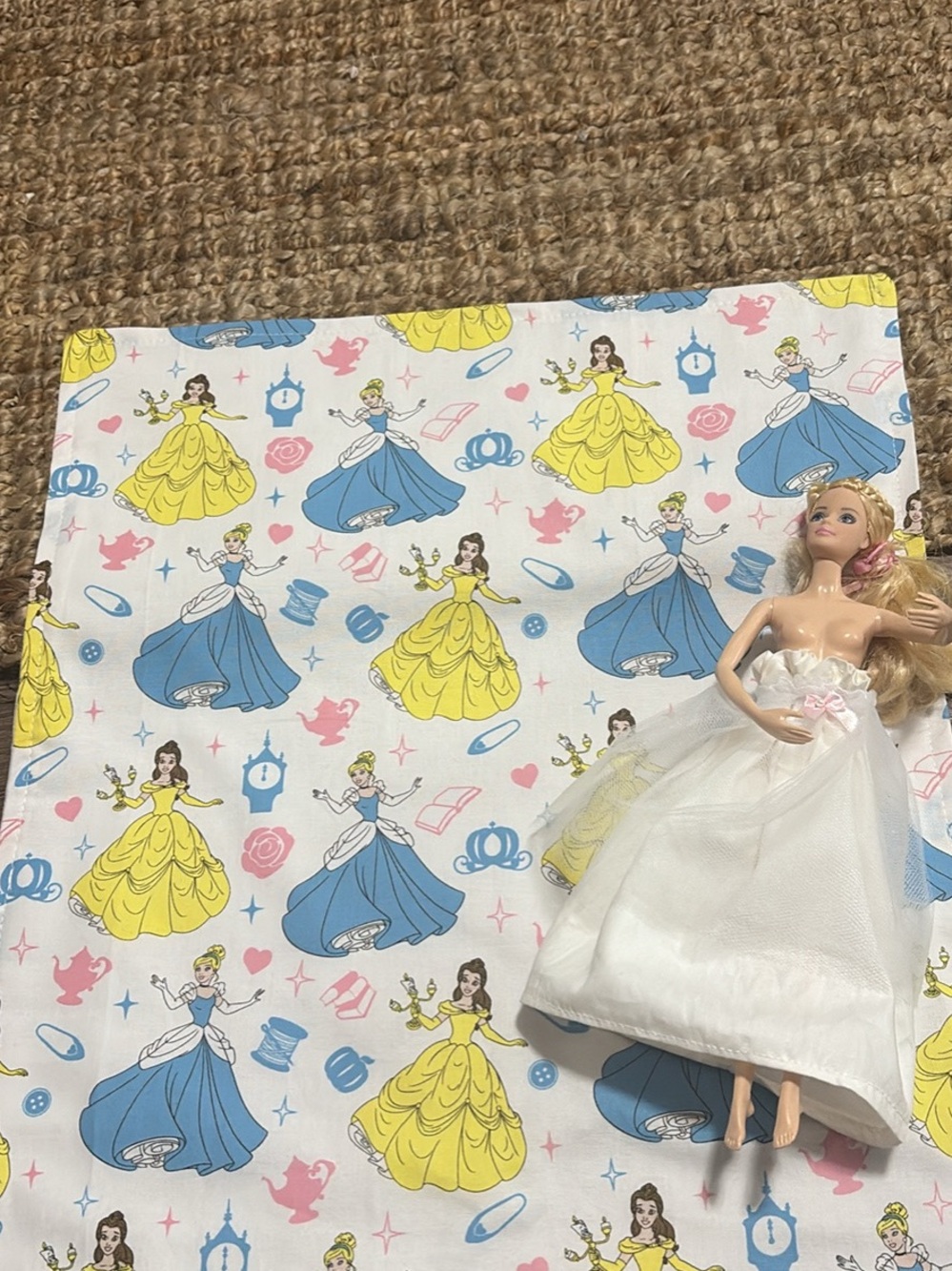 Princess- doll quilt with doll and skirts handmade